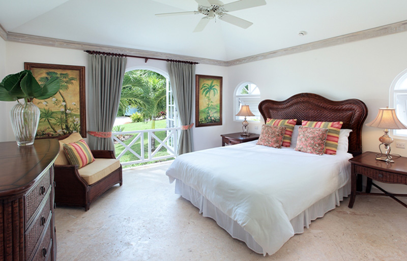Slaapkamer met tweepersoonsbed, golfvilla, Royal Westmoreland, 6 personen, Barbados