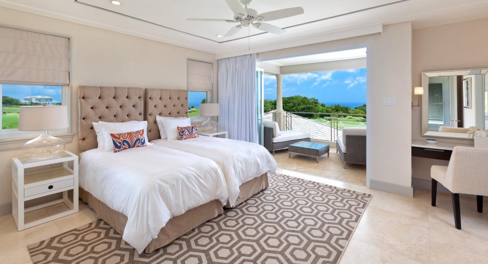 Slaapkamer met twee eenpersoonsbed, 10 personen, golfvilla, St. James Barbados 