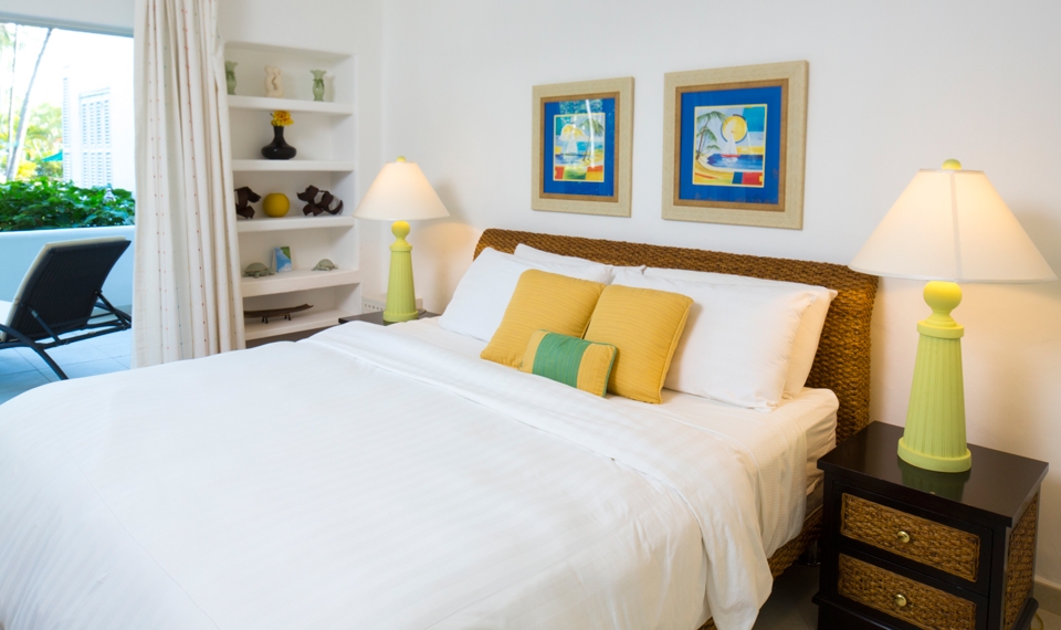 Slaapkamer met tweepersoonsbed, 4 personen, 5 personen, Glitter Bay, Barbados, resortvilla